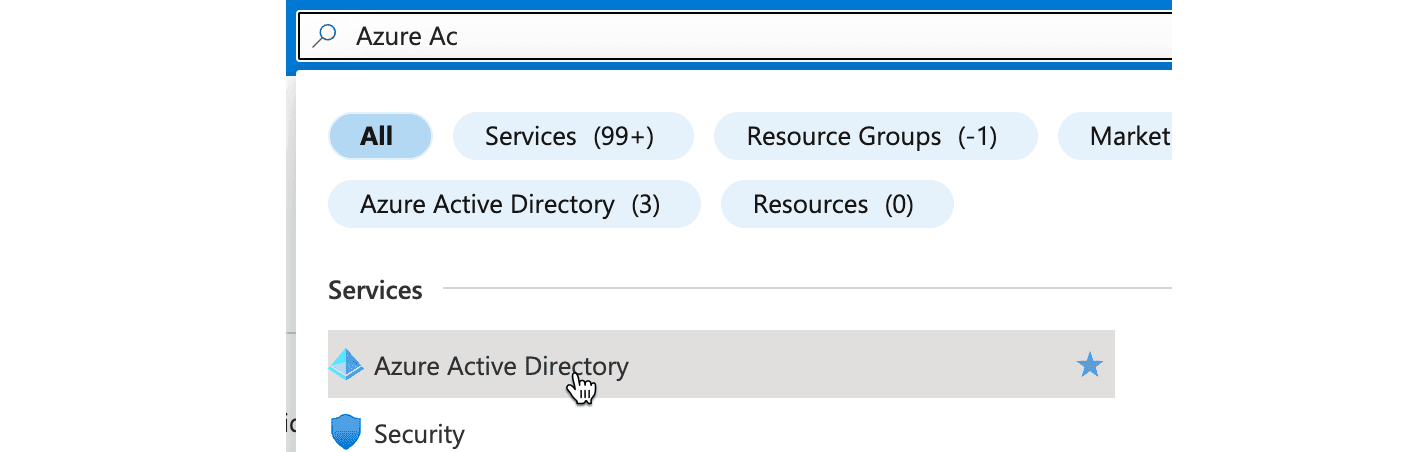 Search for Azure Active Directory