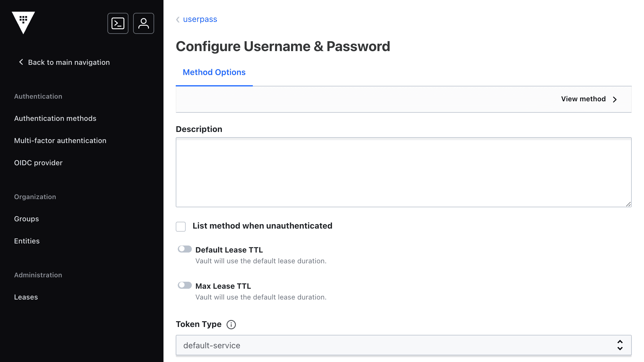 userpass method configuration
page